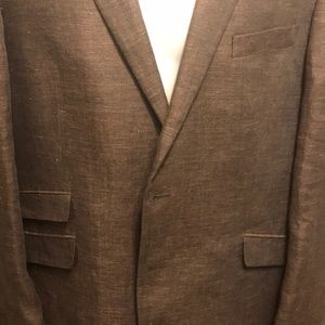 Light weight sports jacket, brown w/white thread